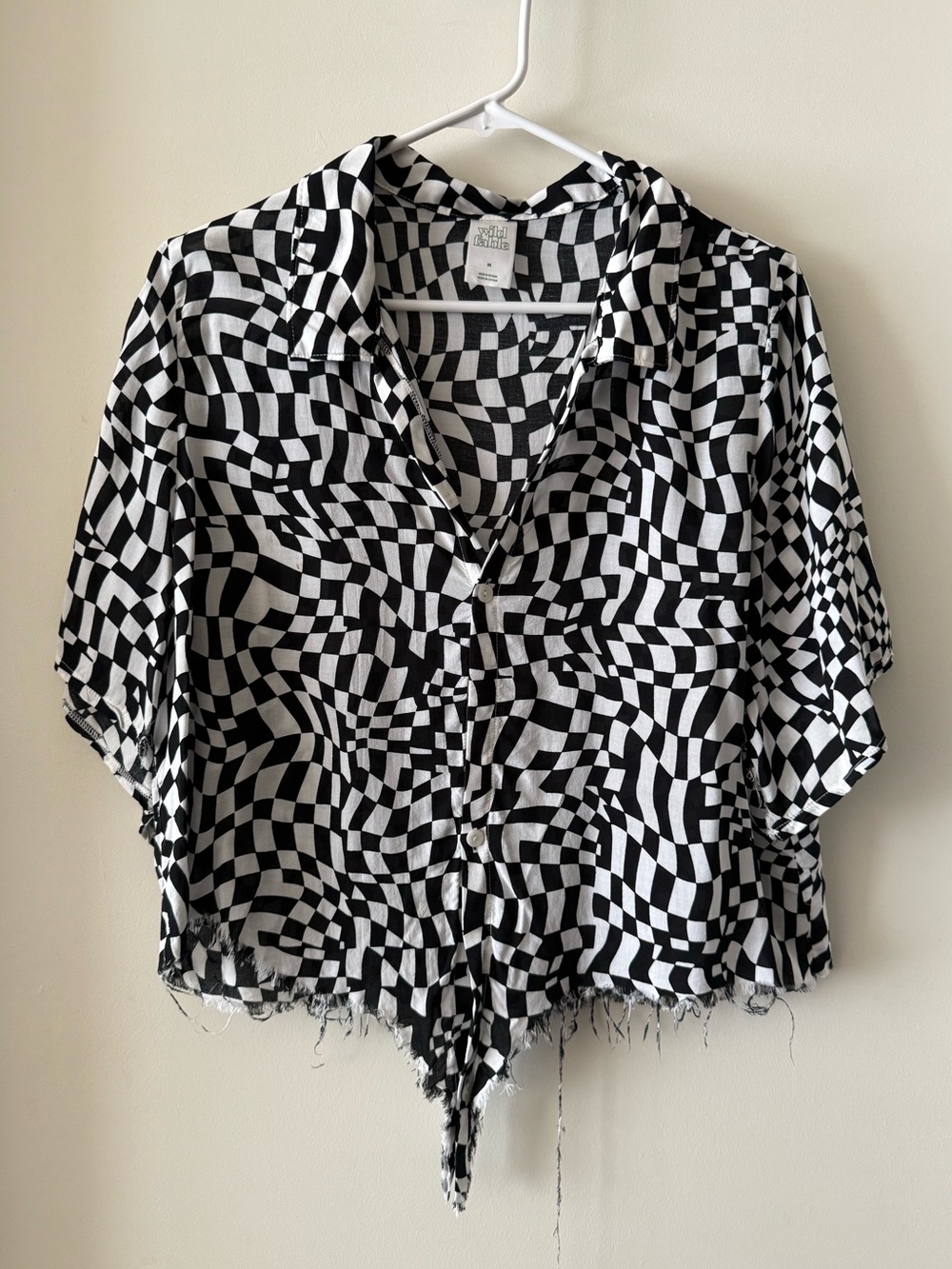 Wild Fable Distressed Button Front Crop Top